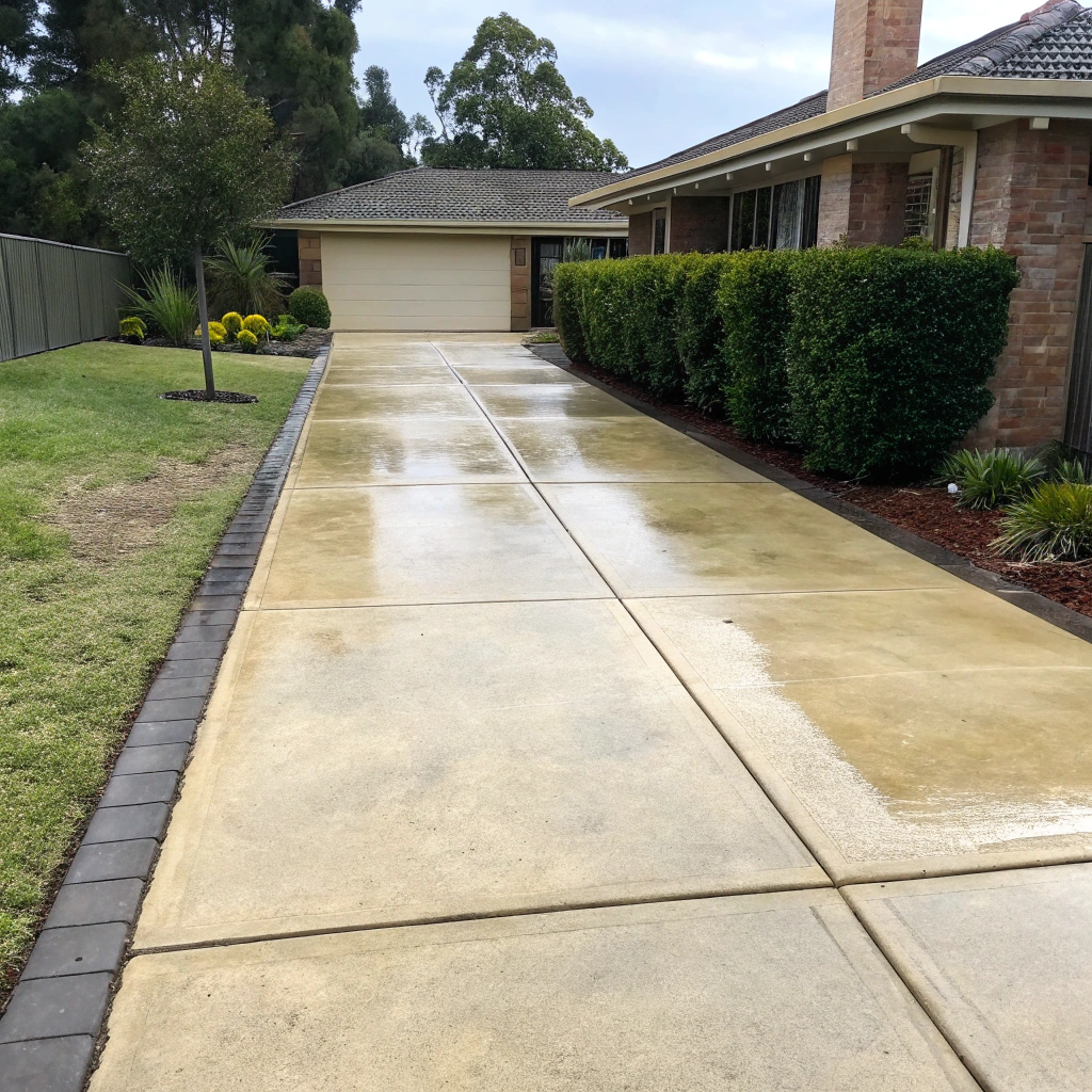 Pressure washed driveway and path pre-sale property Central Coast NSW