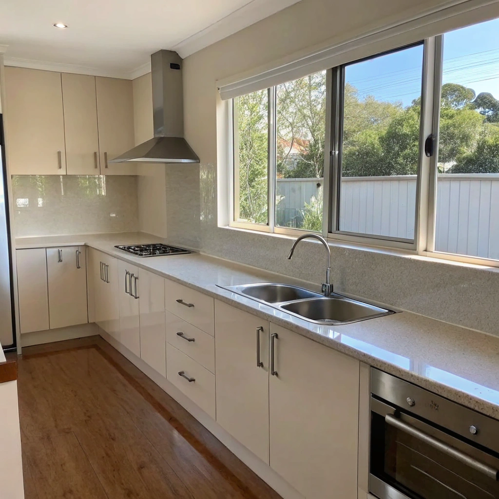 Deep cleaned kitchen pre-sale property Central Coast NSW — clean splashback, polished surfaces