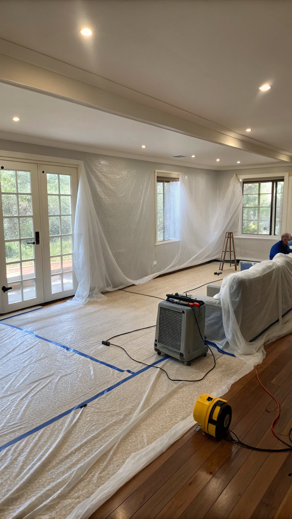 Professional ceiling mould treatment underway in Central Coast home