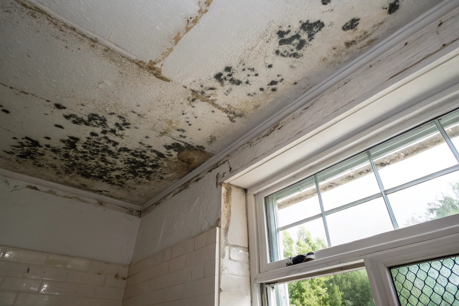 Mould growth on bathroom ceiling of a Central Coast rental property