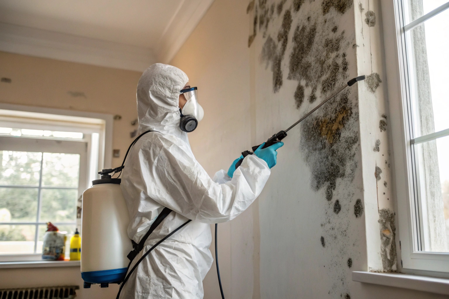 Professional mould treatment being carried out in a Central Coast rental property