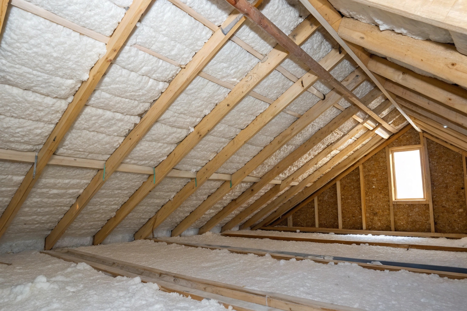 New polyester insulation batts being installed in a residential ceiling cavity after mould remediation
