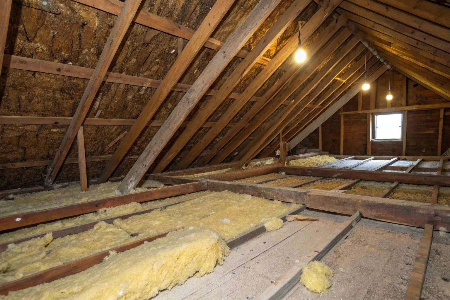 Mould-affected ceiling batts being removed from a residential roof cavity on the Central Coast